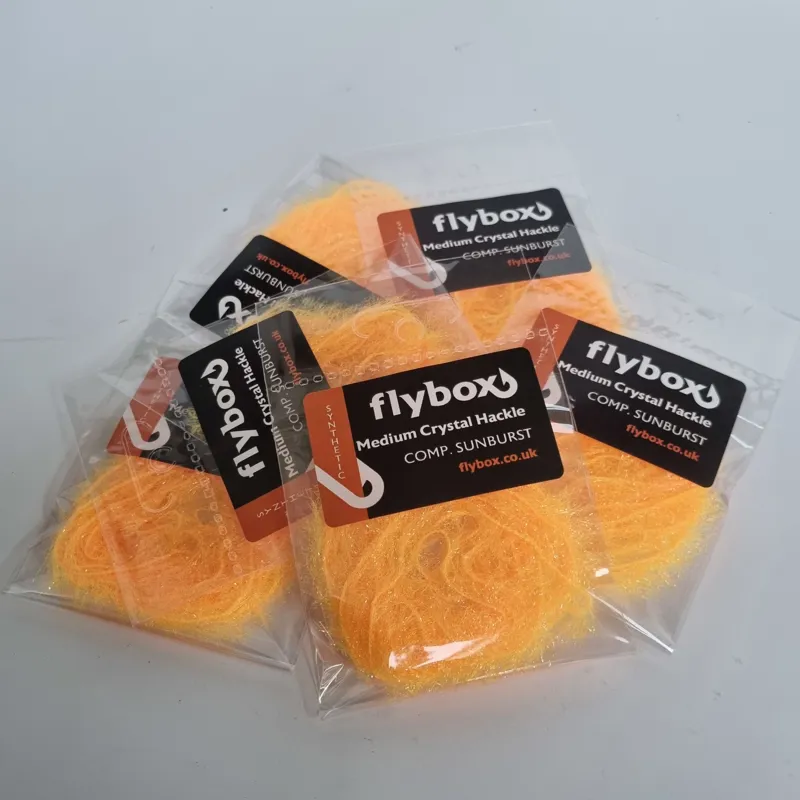 Flybox Medium Crystal Hackle in Competition Sunburst-1